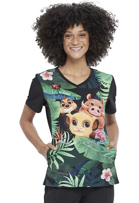Lion King Cherokee Scrubs Tooniforms Disney V Neck Top TF627 LKWI - Image 1 of 4