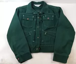 Giacca denim verde piccola vintage anni 70 JC Penney ragazzo giovane - senza taglia - vedi des. - Foto 1 di 11