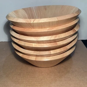 Vintage Dansk Blond Wood Salad Serving Bowl + 6 Small Thailand NEW - Picture 1 of 11