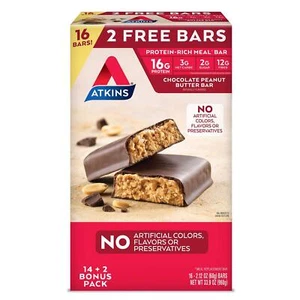 Atkins ProteinRich Meal Bar, Chocolate Peanut Butter, 16 Count(Pack of 1) - Picture 1 of 9