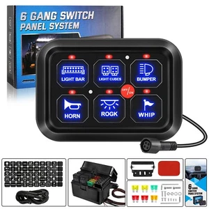 Blue 6 Gang Switch Panel Car Circuit Control Relay System For Chevy Silverado - Picture 1 of 12