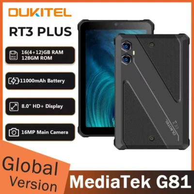 Oukitel RT3 Plus 4G Rugged Tablet Octa Core 8'' 16MP Camera 11000mAh Android 15 - Image 1 of 4