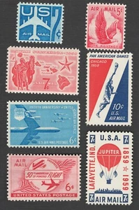 US. C47, C49, C50, C51, C54, C55, C56. Air Stamps Lot of 7. Mint. - Picture 1 of 1