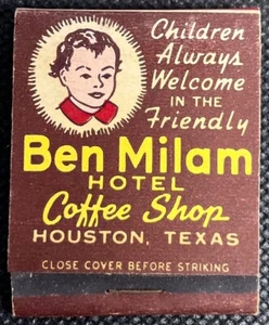 Vintage Matchbook Ben Milam Hotel Coffee Shop Houston Texas Matches - Picture 1 of 4