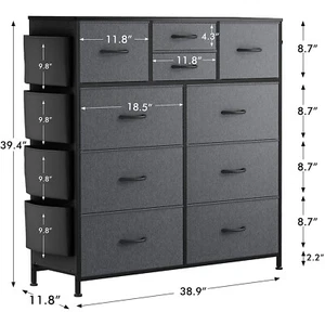 10 Drawer Dresser Chest of Drawers Fabric Storage Organizer Unit for Bedroom Lot - Picture 1 of 61