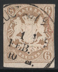 Germany Bavaria 1868 Mi 20 SC 18 YT 18 SG 41 6Kr German States Coat of Arms Used - Picture 1 of 2