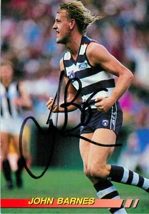 ✺Signed✺ 1994 GEELONG CATS AFL Card JOHN BARNES - Foto 1 di 2
