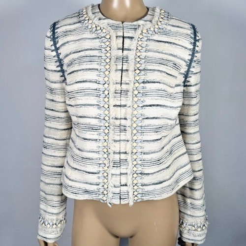 Giacca donna Tory Burch taglia 6 in tweed Nicole con bordo gioiello