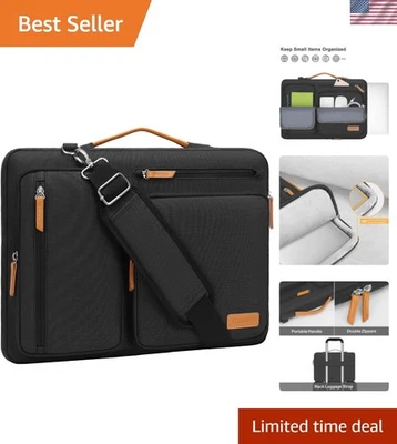 Bolsa preta para laptop Messenger com 4 bolsos com zíper para organização definitiva - Imagem 1 de 4