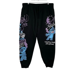 Disney Stitch Black Sweatpants Embroidered Drawstring Jr's XXL (19) - Picture 1 of 15