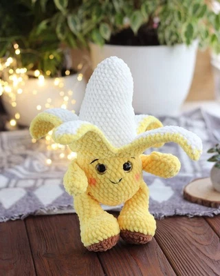 Handmade Crochet Plush Banana Toy – Soft Fruit Stuffed Amigurumi - Image 1 of 4