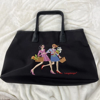 Bolso de hombro Longaberger bordado para mujer/flores con billetera-borde de cuero Foto 1 de 4