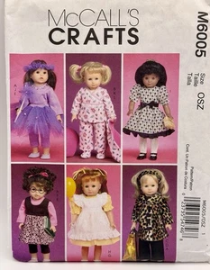 📍McCall's M6005 18" Doll Clothes Sewing Pattern~Jumper~Leggings~ Coat~Jammies - Picture 1 of 2