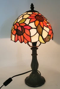 15" Tiffany Style Stained Glass Sunflower Blossoms Table Accent Lamp READ - Picture 1 of 23