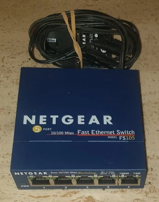NETGEAR FS105 V2 PROSAFE 5-WAY OUT 10 / 100Mbs SWITCH SPLITTER RJ45 ETHERNET - Image 1 of 2