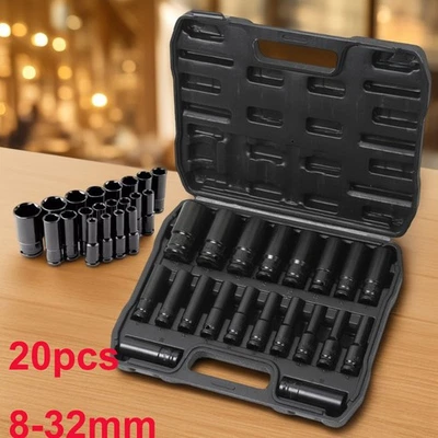20pcs Deep Impact Socket Set 6 Point Metric 8 - 32mm 1/2 Inch Drive Heavy Duty Y - Image 1 of 4