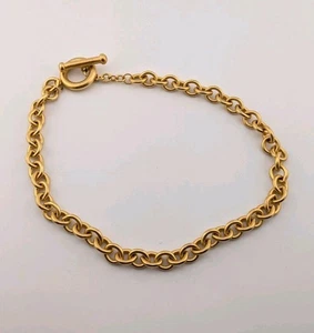 Vintage Gold Tone Link Necklace Choker Toggle Clasp Heavy - Picture 1 of 7