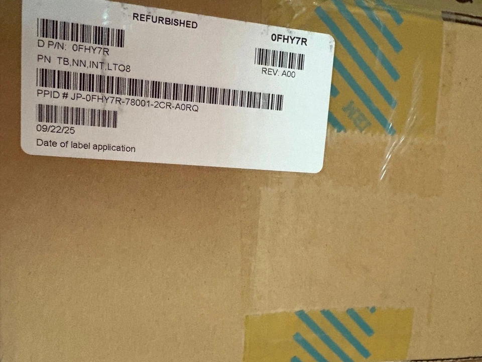 DELL FHY7R LTO8 HH SAS INTERNAL TAPE DRIVE LTO-8 - Image 1 of 1