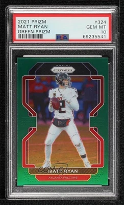 2021 Panini Prizm Green Prizm Matt Ryan #324 PSA 10 GEM MT - Image 1 of 2
