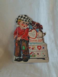 Vintage mechanische gestanzte Valentinstagskarte mit TAKE ME IF YOU LOVE ME Junge/Welpe - Bild 1 von 6