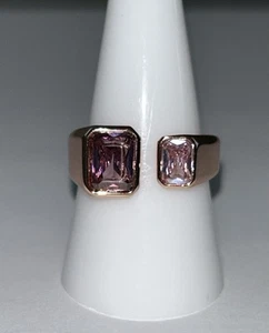 Size 9 ANYTHING FOR YOU Amethyst & Lavender Topaz Ring on Rose Gold Bomb Party - Picture 1 of 4