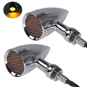 For Harley Davidson Motorcycle Bullet LED Turn Signal Light Blinker Amber Chrome - Picture 1 of 13