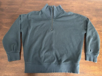 Athleta Cozy Karma Sz Medium Quarter Zip Pullover Sweatshirt Green - Image 1 of 4
