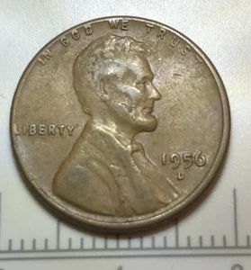 1956 D Lincoln grano centesimo L sul cerchio  - Foto 1 di 7