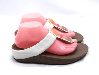 Sandalias FitFlop Pietra para mujer talla 9 blancas marrones estrás puntera tanga Foto 1 de 4