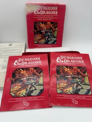 Conjunto TSR Dungeons & Dragons 1 regras básicas primeira impressão 1983 caixa D&D 1011. - Imagem 1 de 4