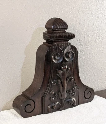 French Antique Renaissance Revival Oak Wood Crest Pediment - Image 1 of 4