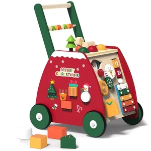 Wooden Baby Walker with Wheels, Baby Push Walker with Activity Center for Gir... - Picture 1 of 6