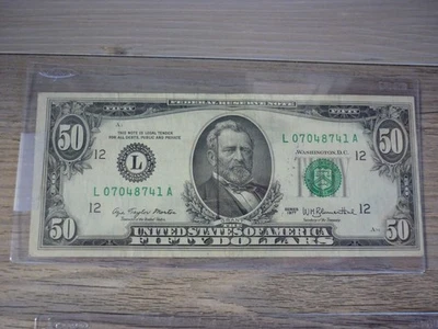 VINTAGE SERIES 1977 $50 DOLLAR BILL FEDERAL RESERVE NOTE - Image 1 of 2