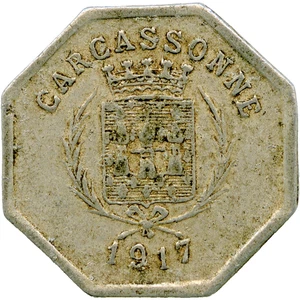 # FRANCIA 1917 ☆ 25c • CARCASSONNE · CHAMBRE COMM. ☆ MONEDA FRANCESA DE EMERGENCIA ☆C9437 - Imagen 1 de 4