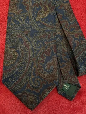 Corbata de seda Ralph Lauren etiqueta verde para hombre azul marino tejida cachemira hecha en EE. UU. Foto 1 de 4