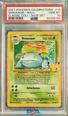 PSA 10 Venusaur #15 - 2021 Celebrations Classic Collection Base Set Holo 15/102 - Image 1 of 2