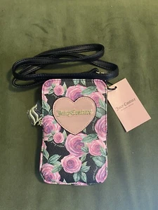 NWT JUICY COUTURE CROSSBODY BAG MOODY GARDEN BLACK WHOLE LOTTA LOVE CELLIE - Picture 1 of 4