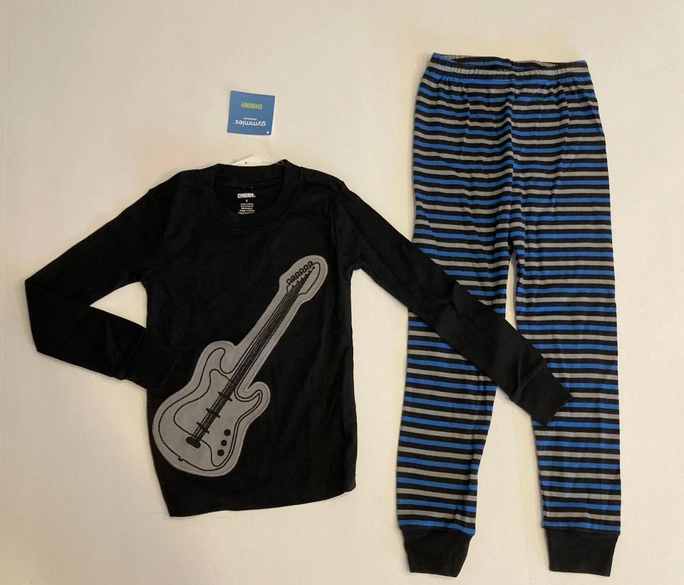 Juego de pijama de guitarra a rayas negras grises y azules Gymboree 5 5T nuevo con etiquetas Foto 1 de 1
