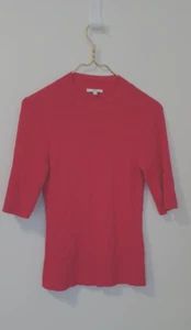 Cue red Knit High Neck short sleeve ribbed top EUC 14 - Picture 1 of 8