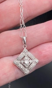 Collar Colgante Diamantes Oro Blanco 14k Estilo Art Deco Diamantes Affinity 3.8g - Imagen 1 de 8