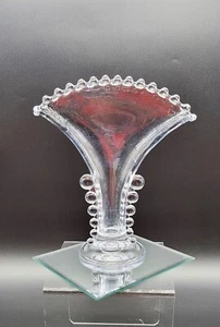 Art Deco Design Imperial Glass Candlewick Bubble Clear Fan Shaped Floral Vase - Picture 1 of 7