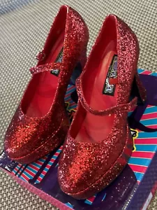 NUEVO EN CAJA Zapatos Funtasma Plataforma Brillo Maryjane OZ Rojo 9, Se Ajusta a 8-8.5 - Imagen 1 de 16
