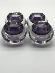 Heavy Round Purple Glass Candlestick Holder or Tea Light Holders Reversible (4) - Picture 1 of 11