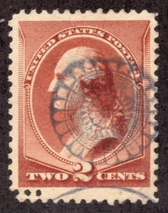 US # 210 (1883) 2c - Used -Grade: VF - EFO: Dbl perf w/SON Fancy Cancel - Picture 1 of 4