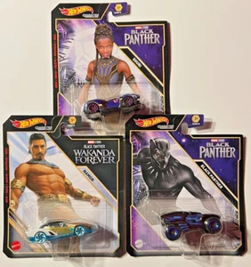 (Set of 3) Black Panther HOT WHEELS Character Cars Black Panther, Namor, Shuri - Picture 1 of 10