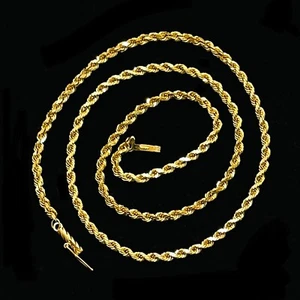 Collar de cadena de cadena de cuerda retorcida corte diamante oro amarillo liso de 14 K de colección 16"" 2,2 mm - Imagen 1 de 5