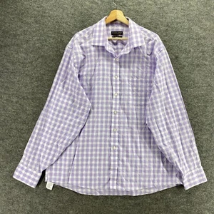 Donald J. Trump Shirt Men 36/37 Purple Plaid Button Up Regular Fit Long Sleeve - Picture 1 of 9