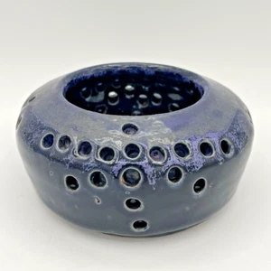 Studiokunst Keramik Schale Vase signiert - Ausschnitte Handarbeit Tonkunst - Libelle blau - Bild 1 von 14