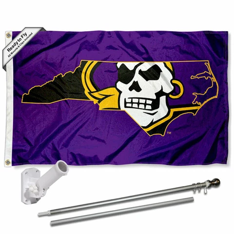 East Carolina Pirates State Flag Pole and Bracket Gift Set Package Cover