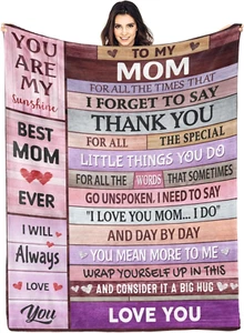 Mom Blankets Gifts for Mom from Daughter & Son, I Love You Mothers Step Letter W - Picture 1 of 12